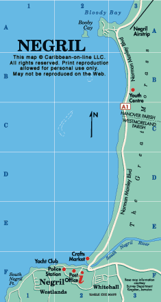 Map of Negril coastline